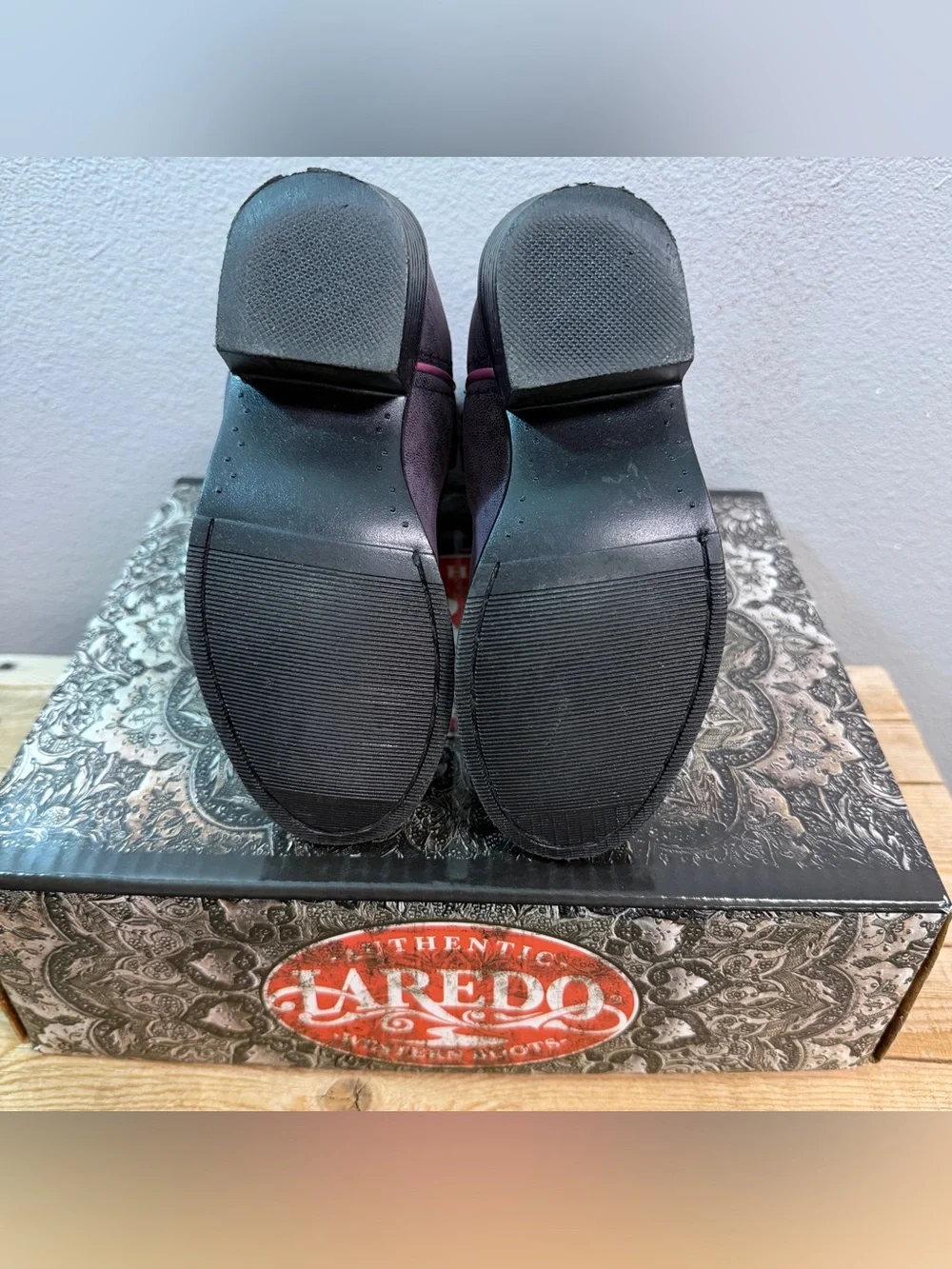 Laredo kids Purple Suede Western Ankle Boots with Pink Trim